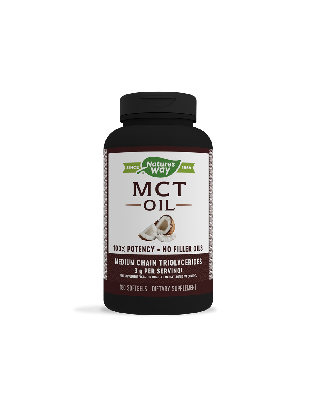 Ulei MCT / Trigliceride cu lanț mediu din ulei de cocos x 180 capsule moi Nature's Way