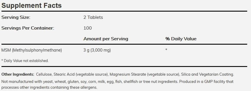 MSM 1500 mg - 200 tablete