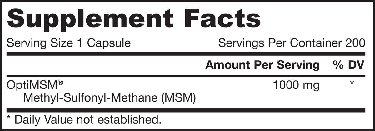MSM Sulphur 1000 mg - 200 capsule