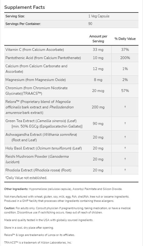 Suport pentru stres suprarenal | Suport super cortizol [90 capsule, 90 doze]