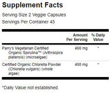 Fabricat cu Spirulina organica si Chlorella 400 mg 90 capsule