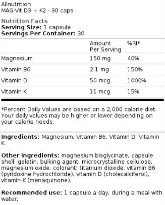 Mag-Vit D3 + K2 30 capsule
