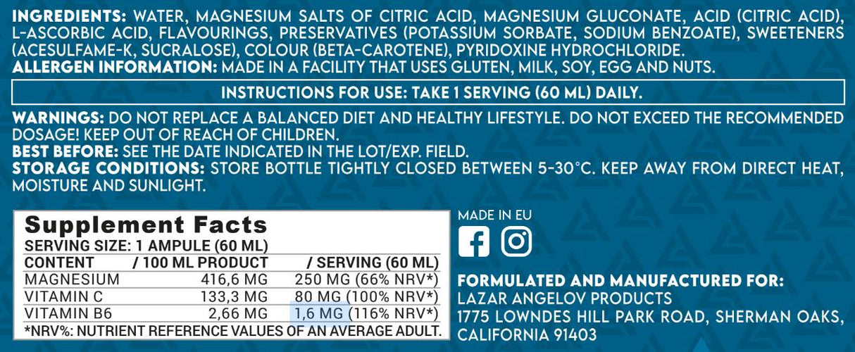 Magna Shot | cu Vitamina C &amp; B6 - 60 ml