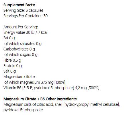 Citrat de magneziu 375 mg + B6 | P-5-P - 90 capsule