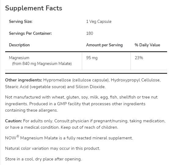 Malat de magneziu 840 mg - 180 capsule
