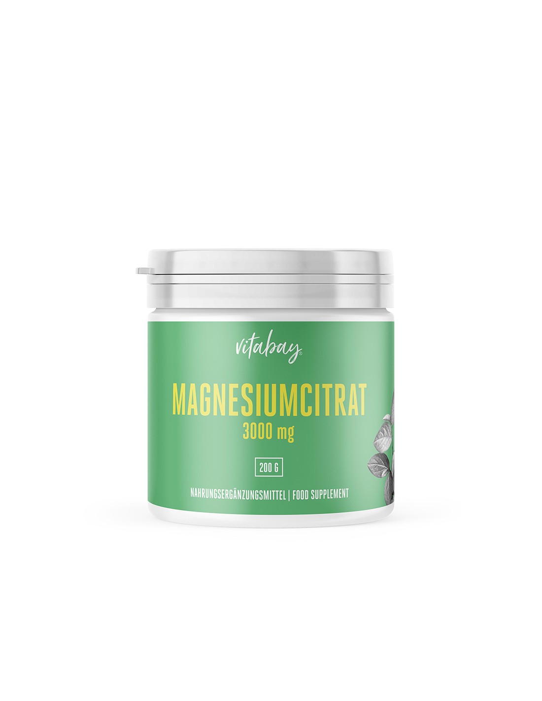 Magnesiumcitrat - Pudră de citrat de magneziu, 100% vegan, 200 g Vitabay