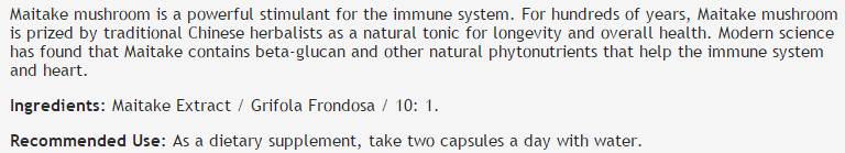 Extract de ciuperci Maitake 450 mg - 100 capsule