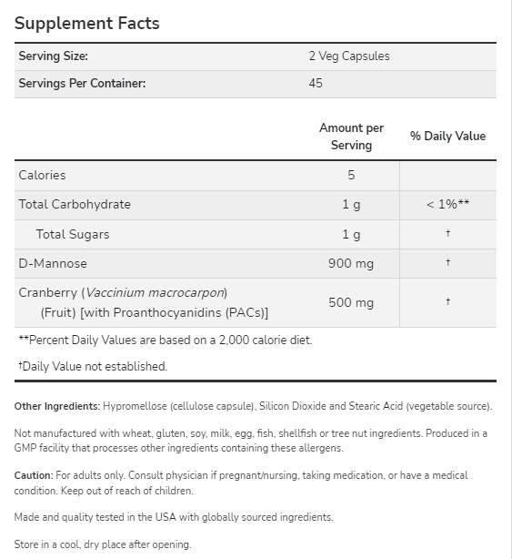 Mannose Cranberry - 90 capsule