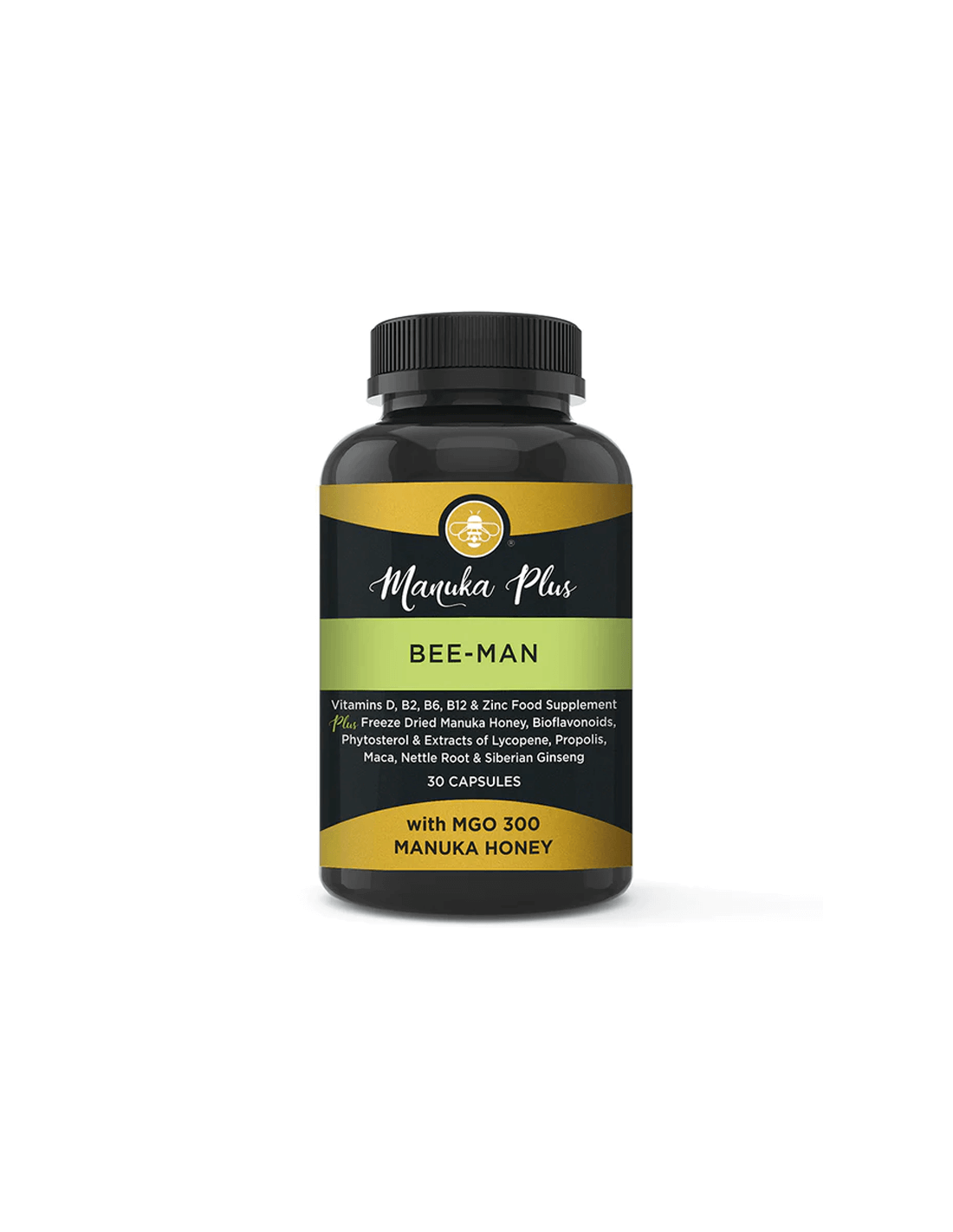 Manuka Plus Bee Man cu MGO 300 - Miere de Manuka - Formula pentru barbati cu miere de Manuka MGO 300, 30 capsule