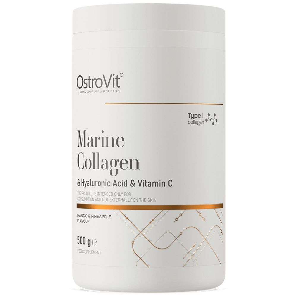 Colagen marin și pulbere de acid hialuronic | cu vitamina C - 500 de grame