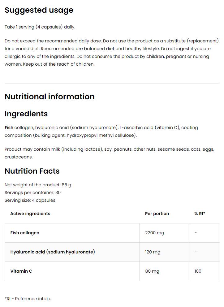 Colagen Marin / + Acid Hialuronic si Vitamina C - 120 capsule