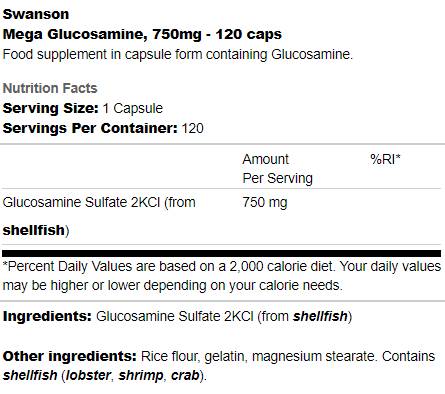 Mega Glucozamină 750 mg 120 capsule