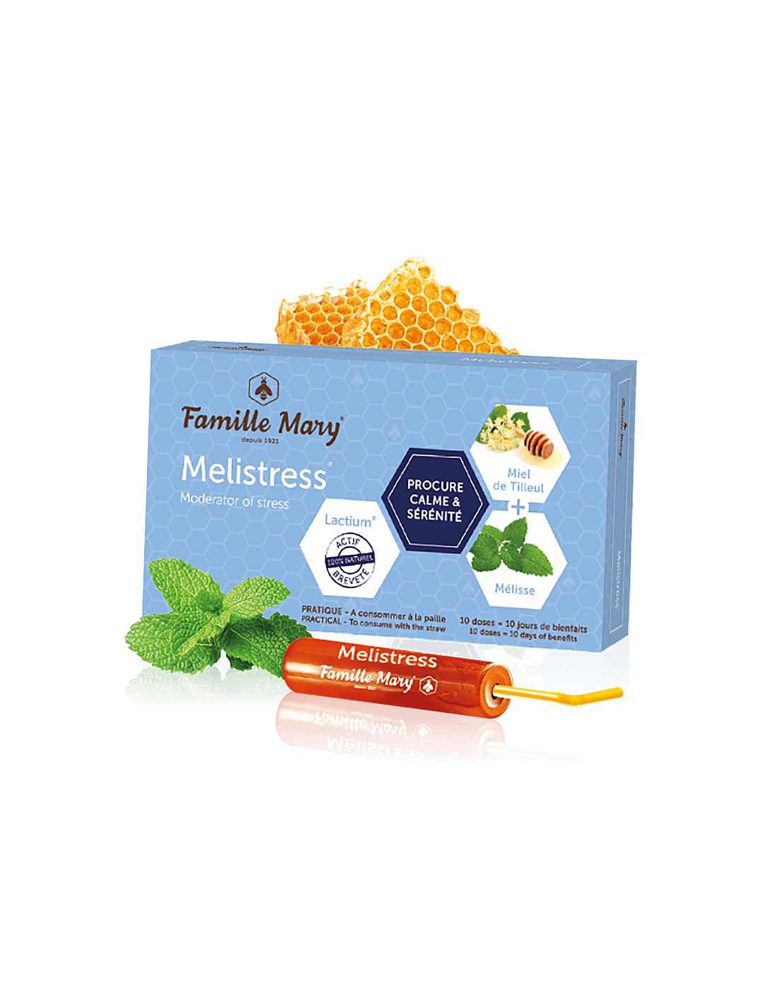 Fiole antistres (cu melisa si miere) Melistress, 10 buc.