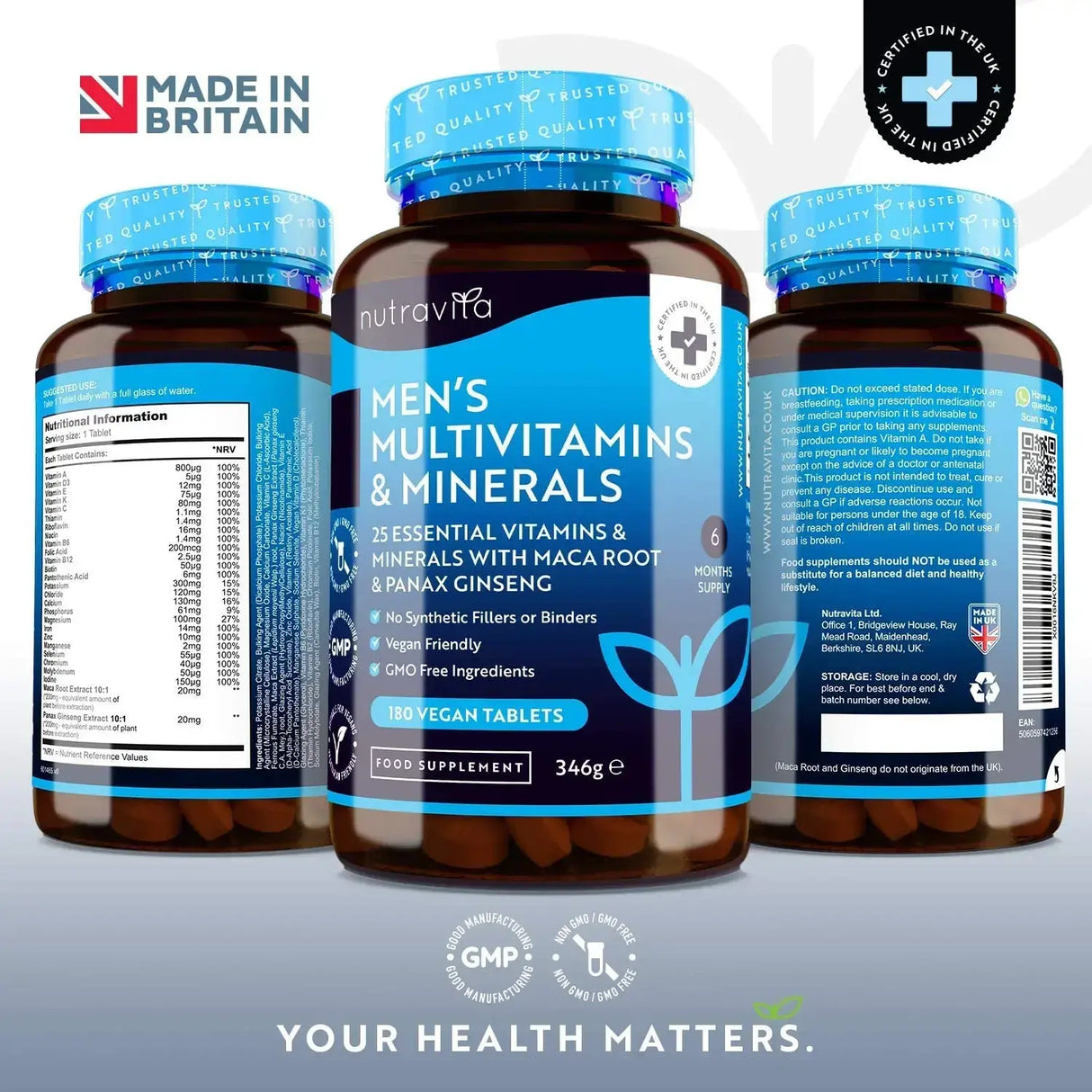 Multivitamine și minerale pentru bărbați 180 de tablete vegane