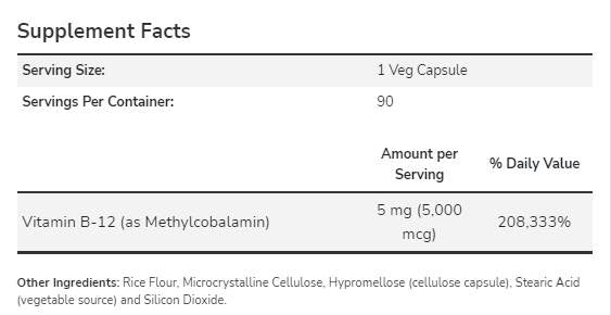 Metil B-12 5000 mcg - 90 capsule