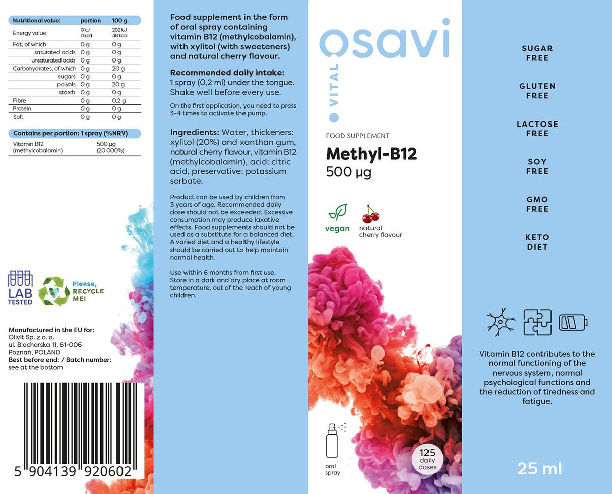 Spray oral cu metil B-12 / 500 mcg per spray - 25 ml
