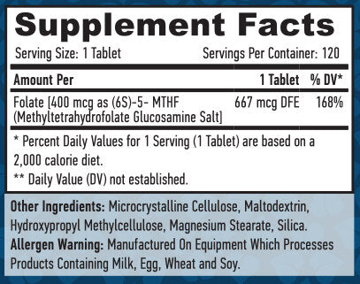 Folat de metil 400 mcg / 120 comprimate