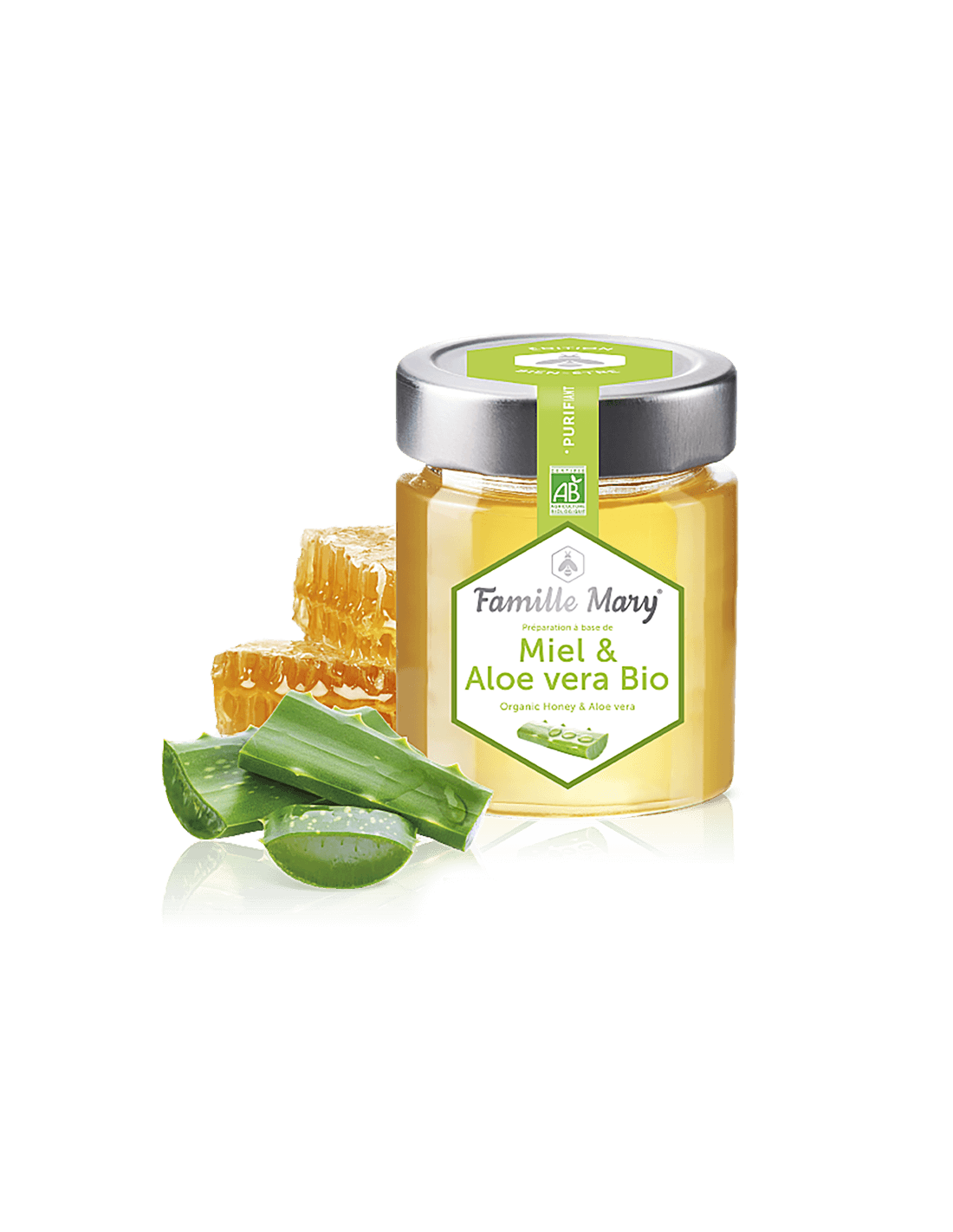 Miel &amp; Aloe Vera Bio / Bio miere de salcâm + aloe vera, 170 g Famille Mary