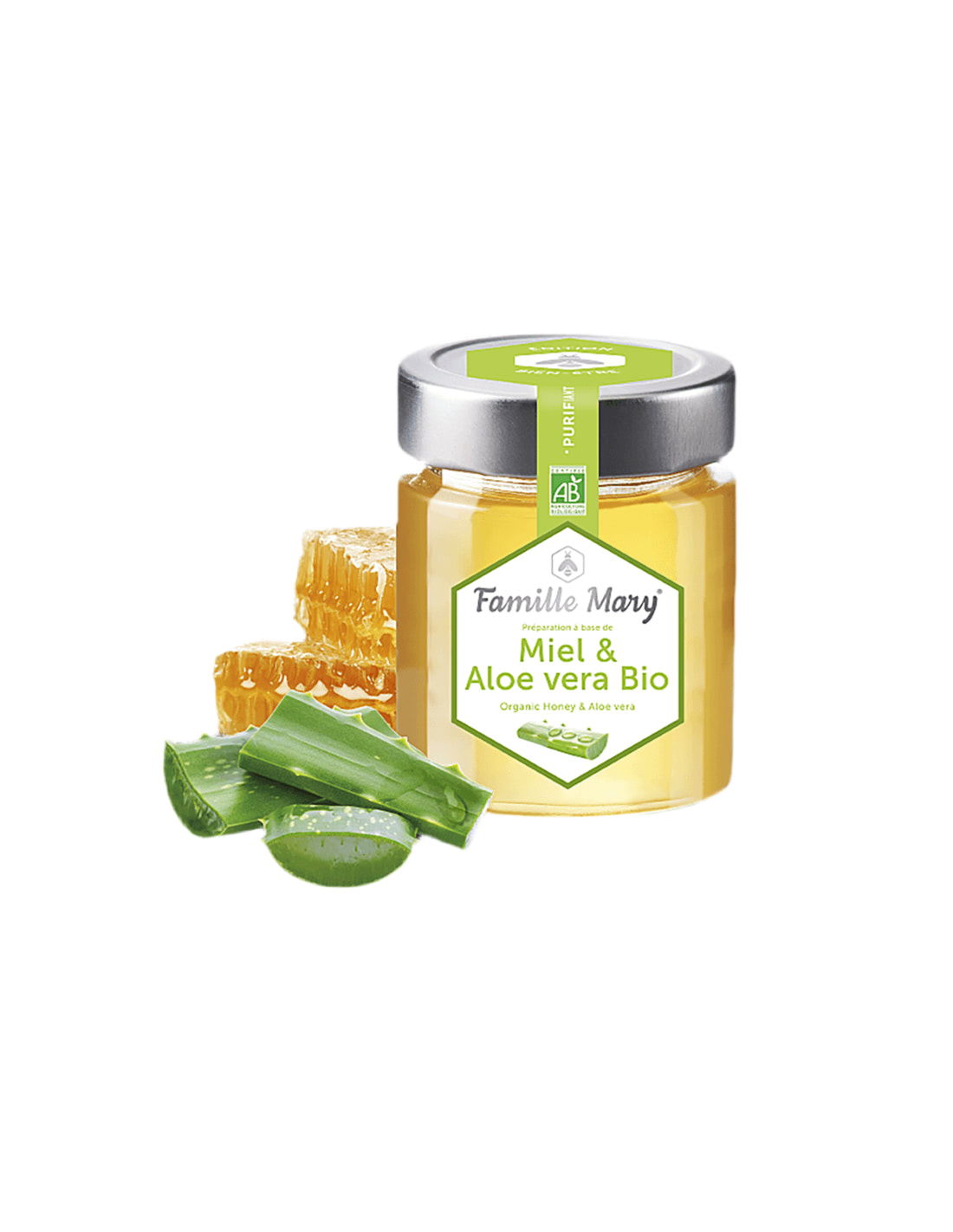 Miel &amp; Aloe Vera Bio / Bio miere de salcâm + aloe vera, 170 g Famille Mary