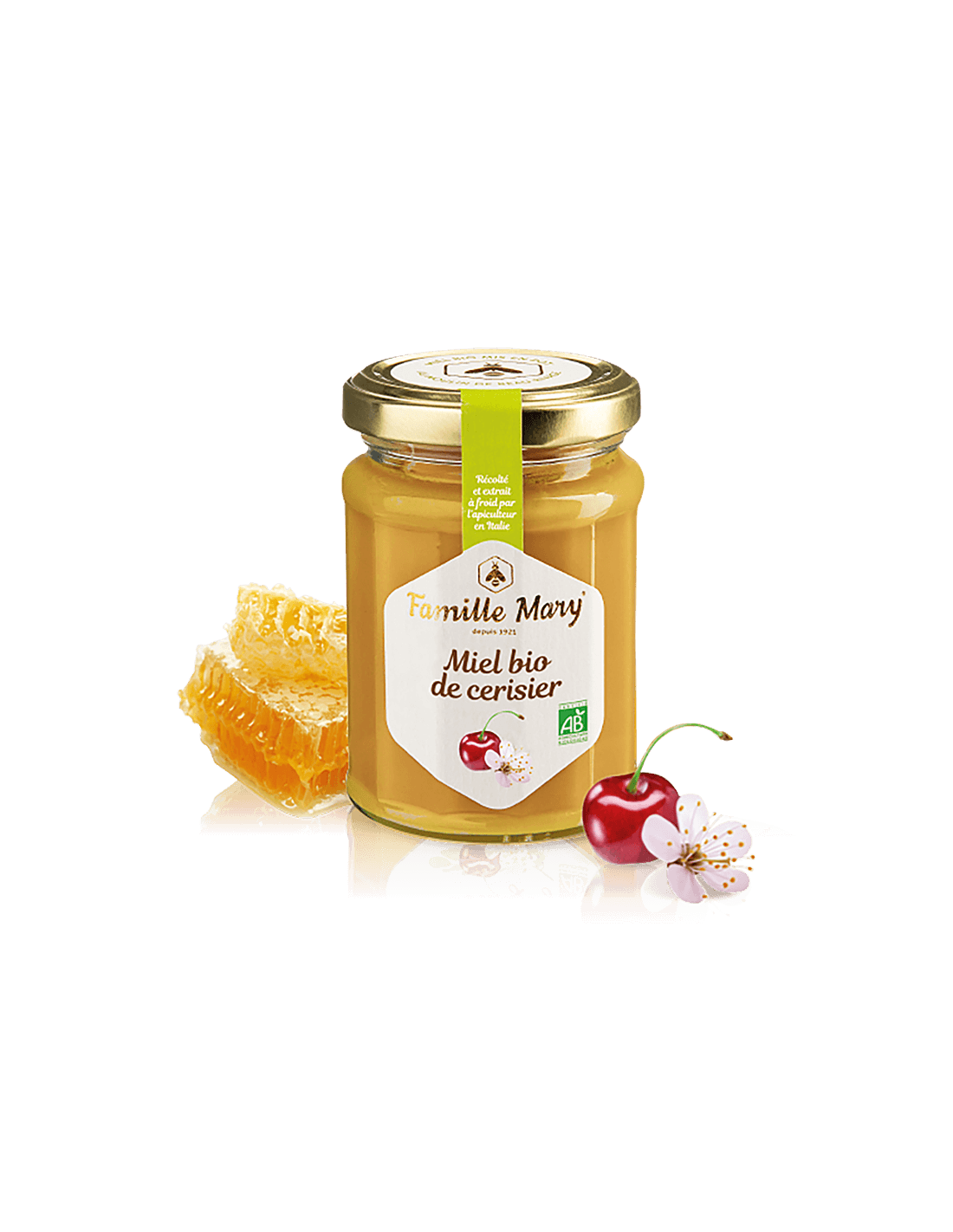 Miel bio de cerisier / Miere organică de flori de cireș, 230 g Famille Mary