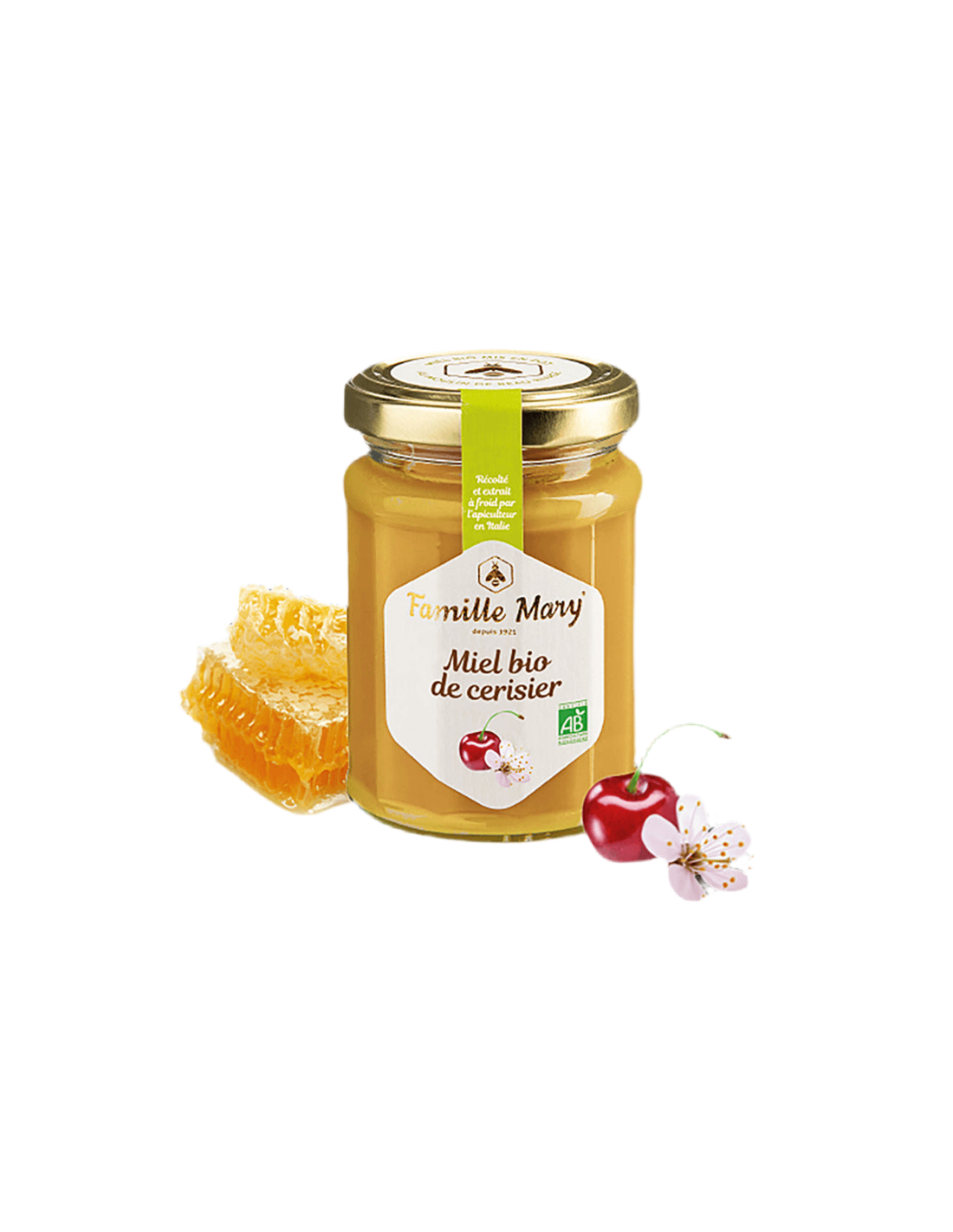 Miel bio de cerisier / Miere organică de flori de cireș, 230 g Famille Mary
