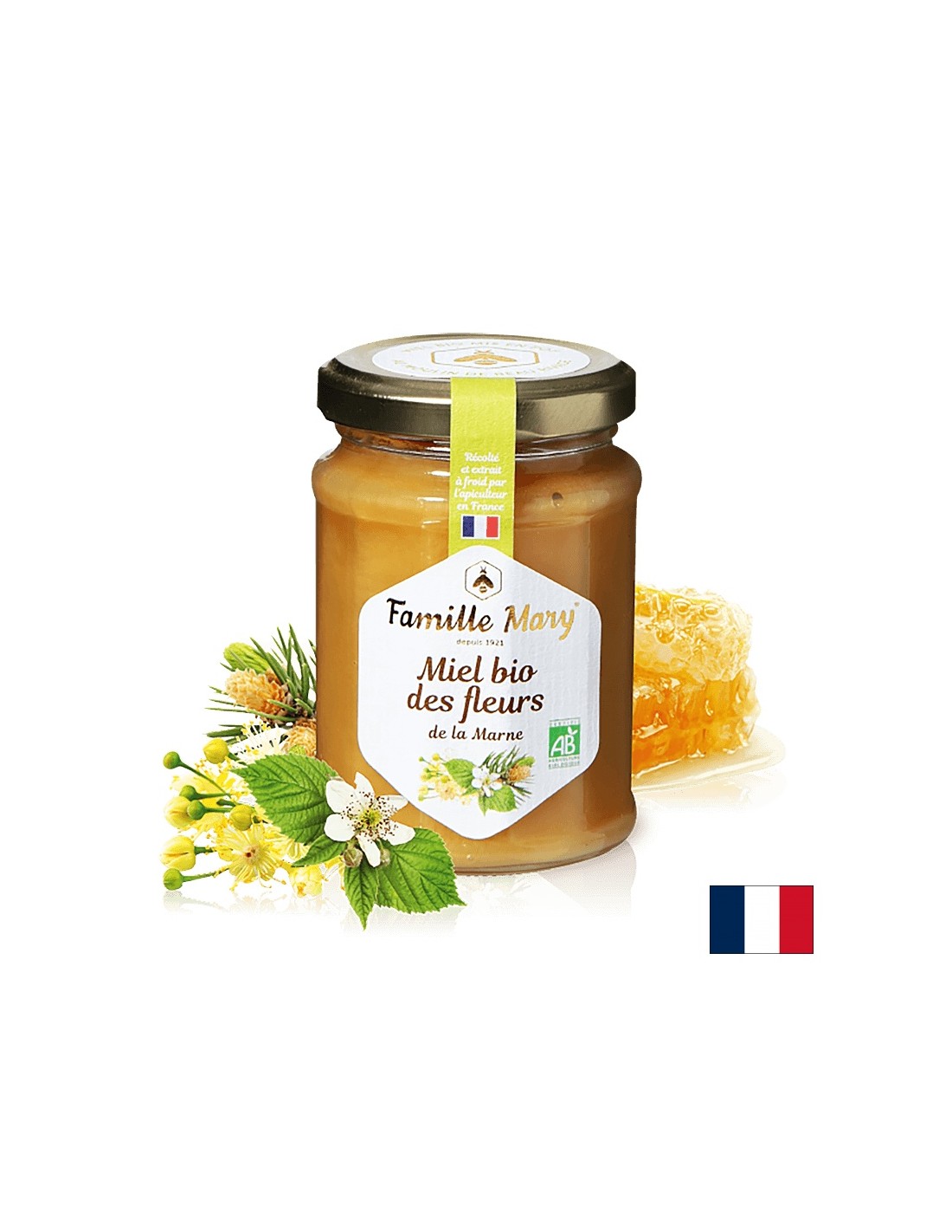 Miel bio des fleurs de la Marne/ Miere organică, 230 g Famille Mary