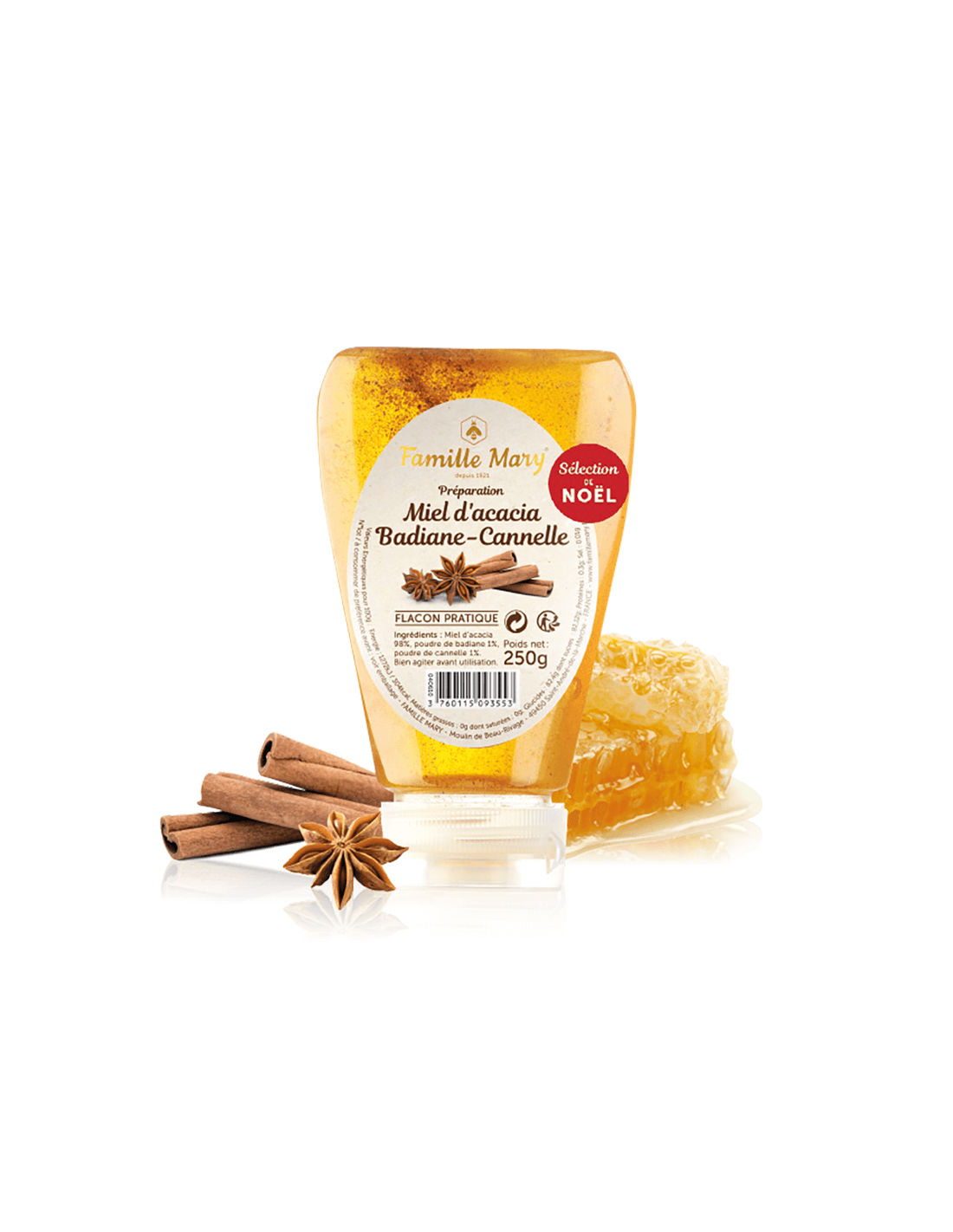 Miere de salcam cu anason stelat si scortisoara - Miel d'acacia Badiane – Cannelle, 250 g