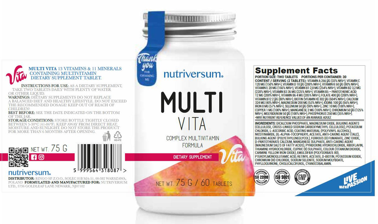 Multi Vita | Formula complexă de multivitamine - 60 de tablete