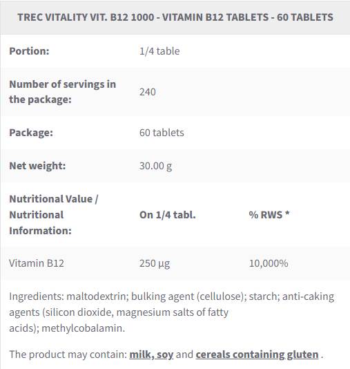 Vit. B12 1000 | Vitamina B12 Metilcobalamina - 60 tablete