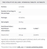 Vit. B12 1000 | Vitamina B12 Metilcobalamina - 60 tablete