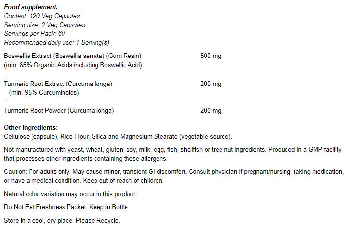 Extract de Boswellia 250 mg - 120 capsule
