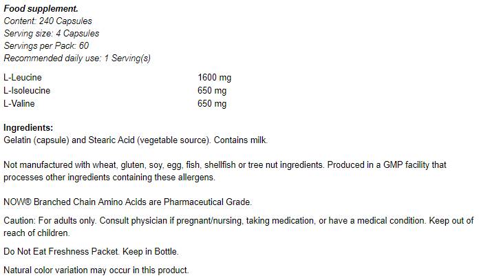 Aminoacizi cu lanț ramificat / BCAA - 240 capsule
