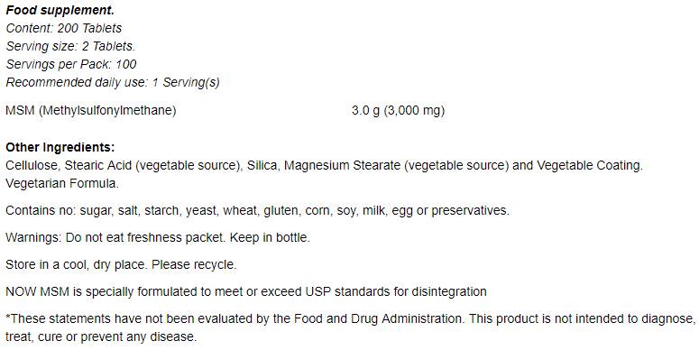 MSM 1500 mg - 200 tablete