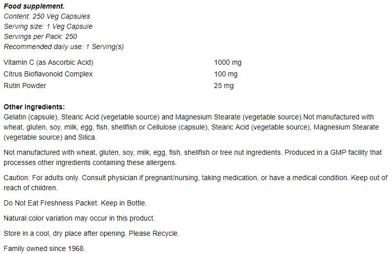 Vitamina C-1000 / cu Bioflavonoide - 100 capsule