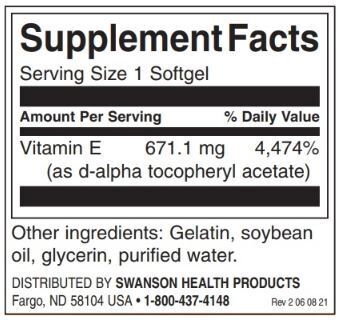 Vitamina E naturala 1000 UI - 100 capsule de gel