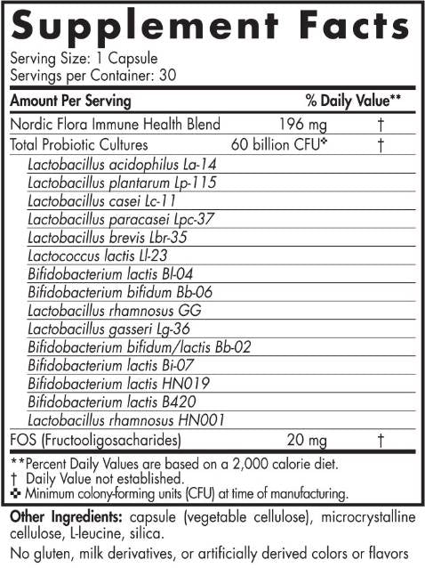 Flora Nordică Probiotice Sănătate Imună | 60 de miliarde de celule active - 30 de capsule