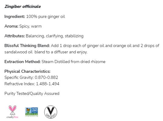Ulei de ghimbir | 100% Pure Zingiber Officinale - 30 ml