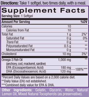 Ulei de pește Omega-3 1000 mg. 60 de capsule moi