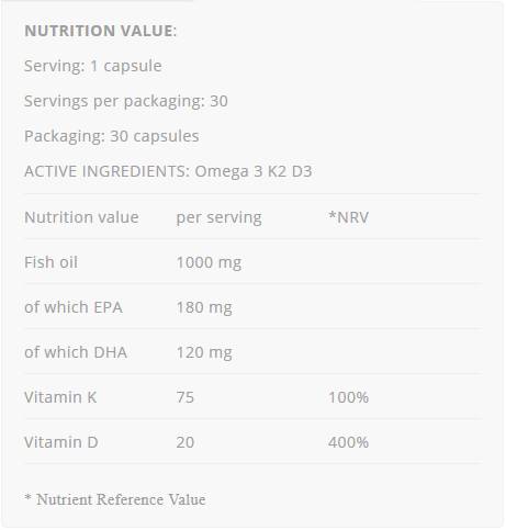 Omega 3 + K2 D3 - 30 capsule de gel