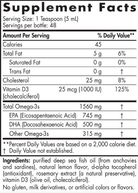 Omega-3D lichid 1560 mg - 237 ml