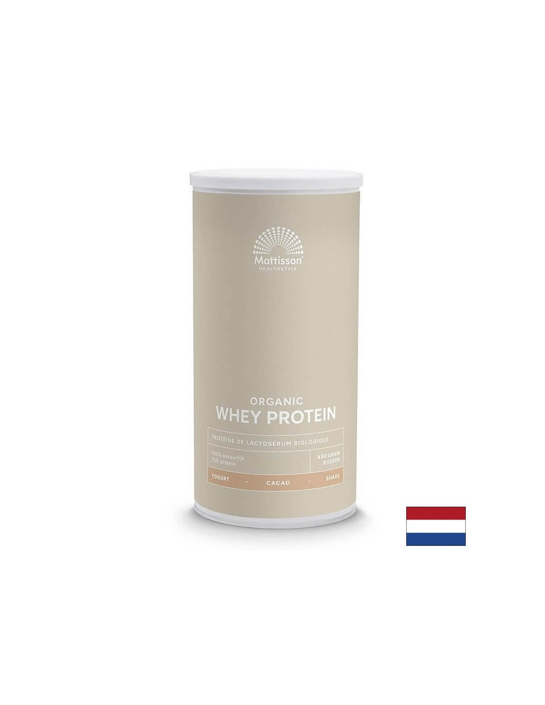 Proteine ​​din zer organic, 450 g pudră (aromă de cacao)
