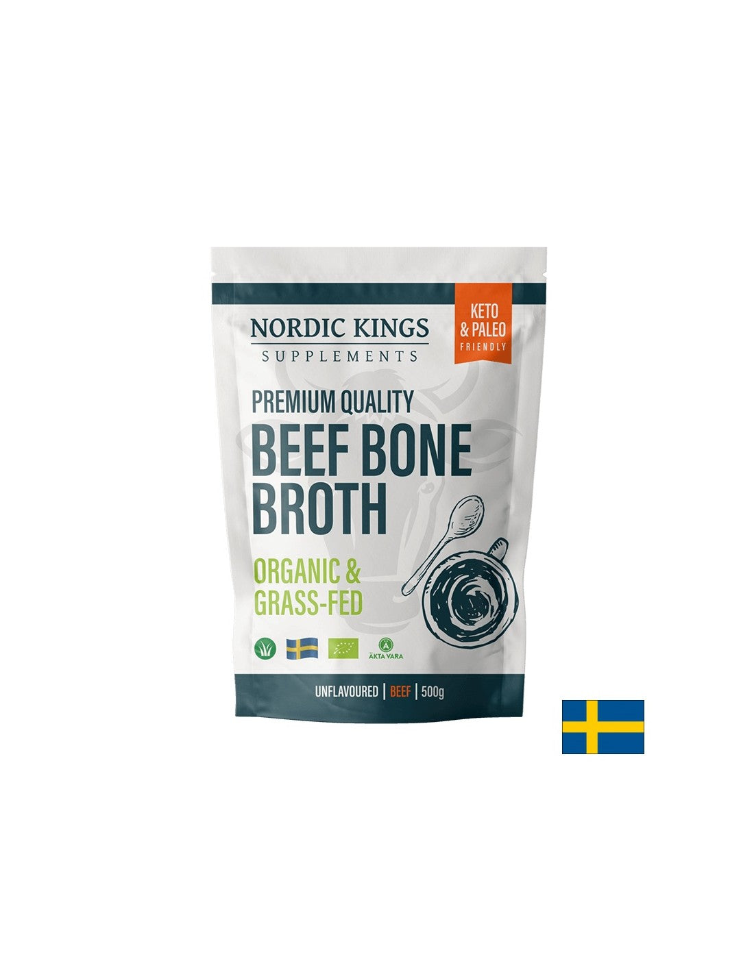 Bulion de oase de vita, fara aroma (Organic), 500 g pudra Nordic Kings
