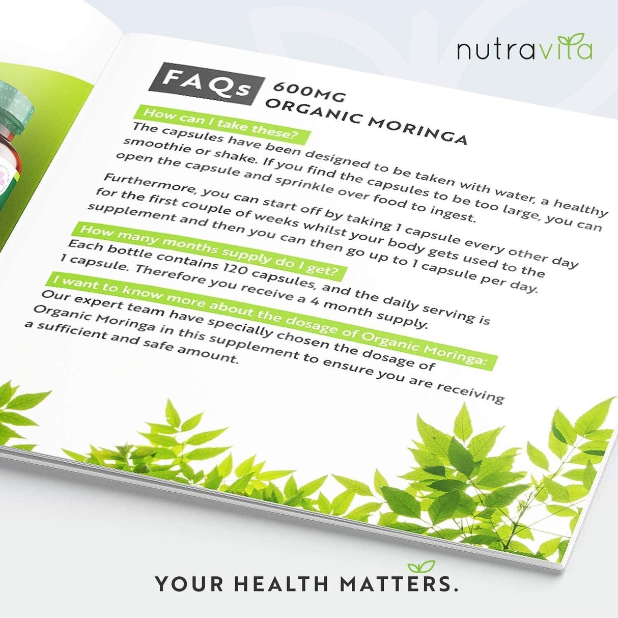 Moringa organică - Bio Moringa 600 mg 120 capsule vegane