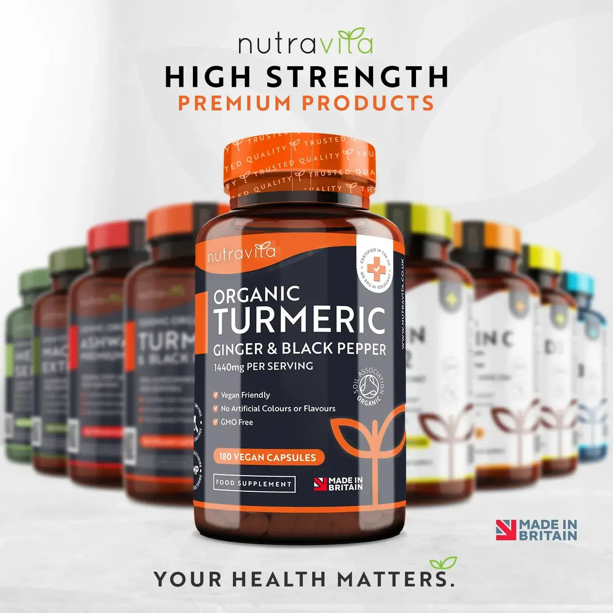 Turmeric organic 1340 mg cu piper negru și ghimbir / 180 capsule, 90 doze / Nutravita