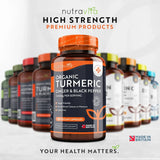 Turmeric organic 1340 mg cu piper negru și ghimbir / 180 capsule, 90 doze / Nutravita