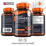 Turmeric organic 1340 mg cu piper negru și ghimbir / 180 capsule, 90 doze / Nutravita