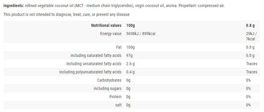 Spray de gătit / Ulei de cocos - 250 ml