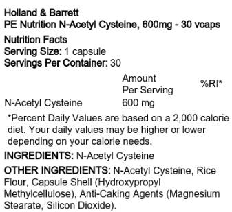 PE Nutriție | N-acetil cisteină 600 mg 30 capsule