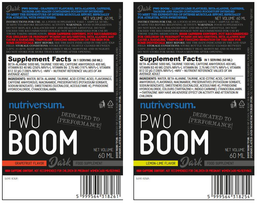 PWO Boom | Shot înainte de antrenament - 60 ml