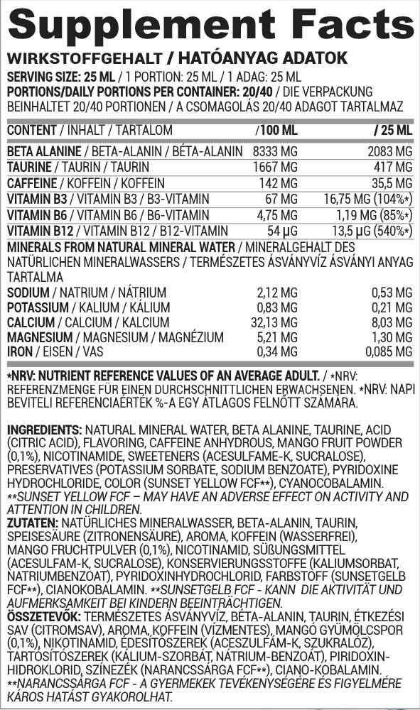 Flux de lichid PWO | Pre-antrenament lichid - 500 ml